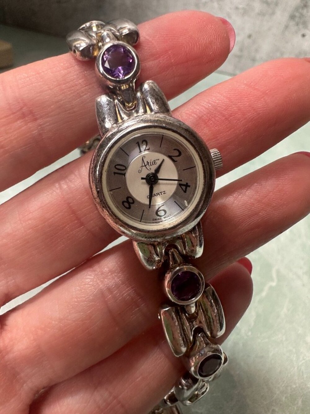 Aria Sterling Silver and Tanzanite Round Watch Needs Battery